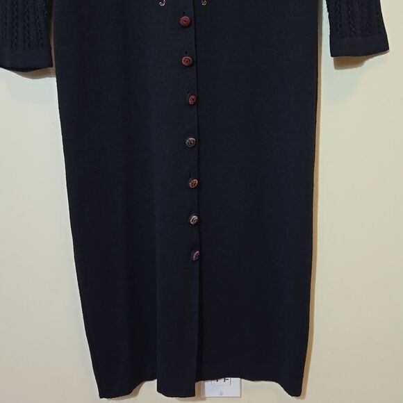 Vintage Carole Little Floral Embroidered Wool Blend Sweater Dress Petite Medium - Picture 9 of 16